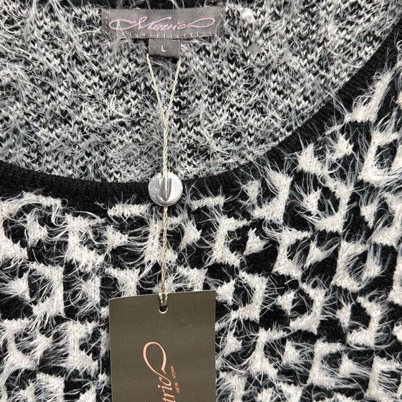 Metric Women’s Black & White Eyelash Sweater Size Large NEW - Picture 3 of 6